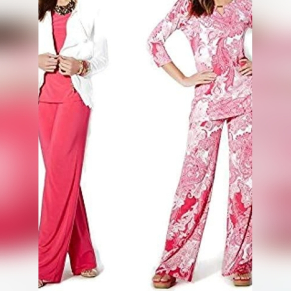 IMAN Global Chic Palazzo Pants 2-Pack. Pink  size XS Long   NEW